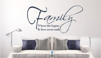 Вінілова інтер'єрна наклейка декор на стіну та шпалери «Family never ends» з оракалу