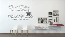 Вінілова інтер'єрна наклейка декор на стіну та шпалери «Кава та друзі» з оракалу