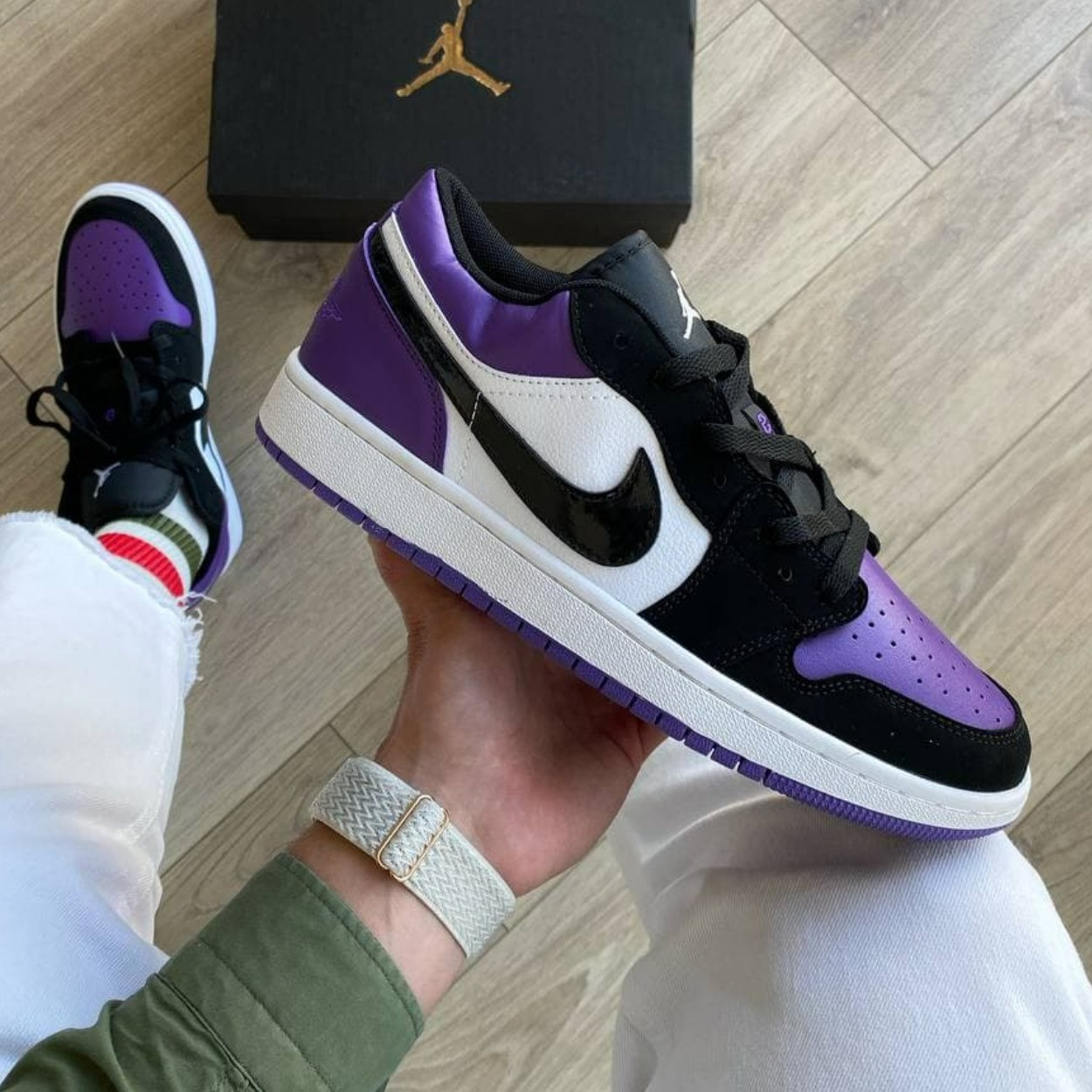 Купить Кроссовки женские Nike Jordan Low Purple фиолетовые низкие кожа ...