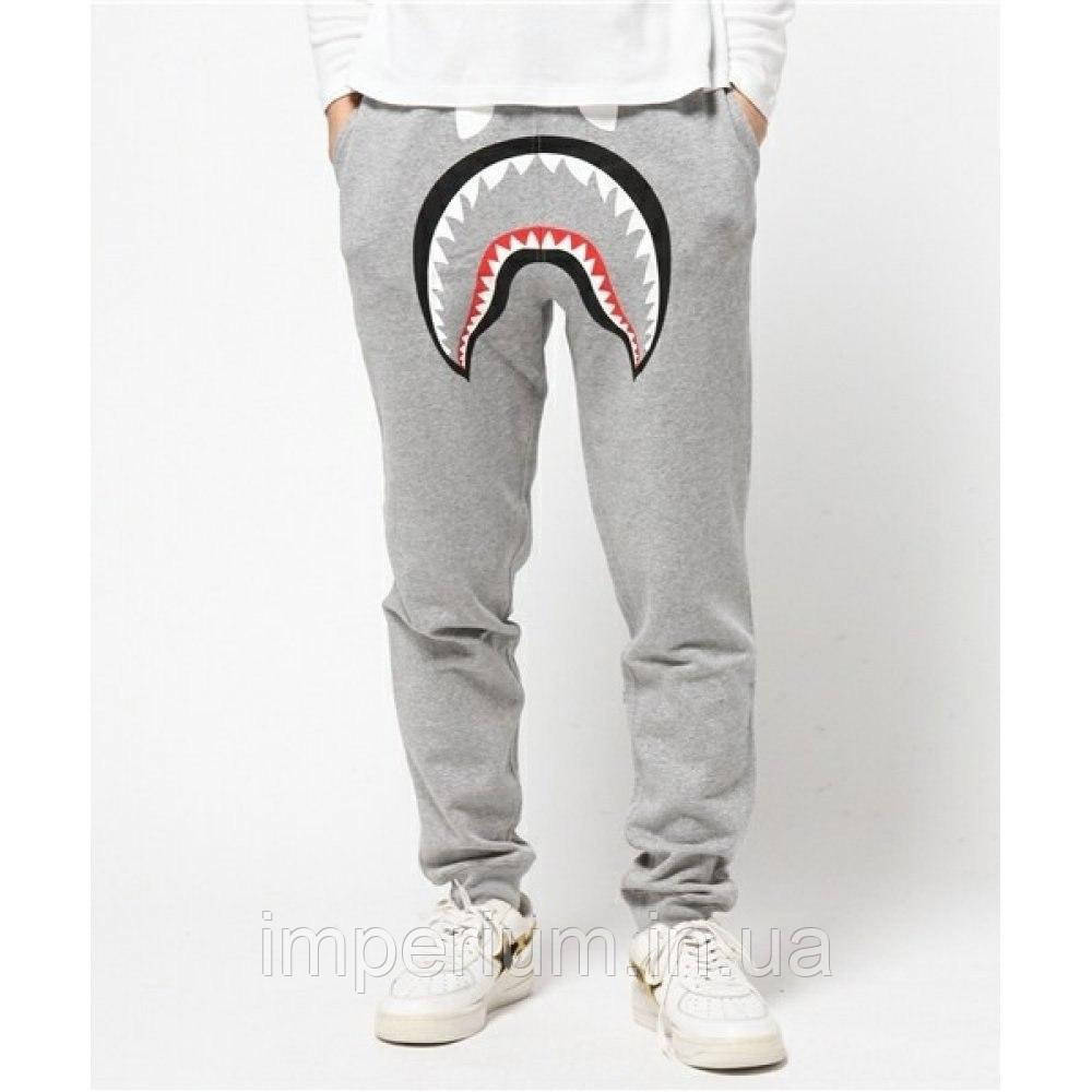 Сірі трикотажні кежуал штани bape shark | бейп