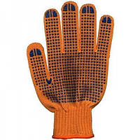 Перчатки ХБ с ПВХ точкой цвет оранжевый, Luxe