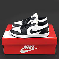 Кроссовки женские Nike Jordan Low Black White черно-белые низкие кожа демисезонные стильные найк