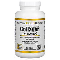 CGN, Hydrolyzed Collagen + Vitamin C (250 таб.), колаген тип 1 та 3