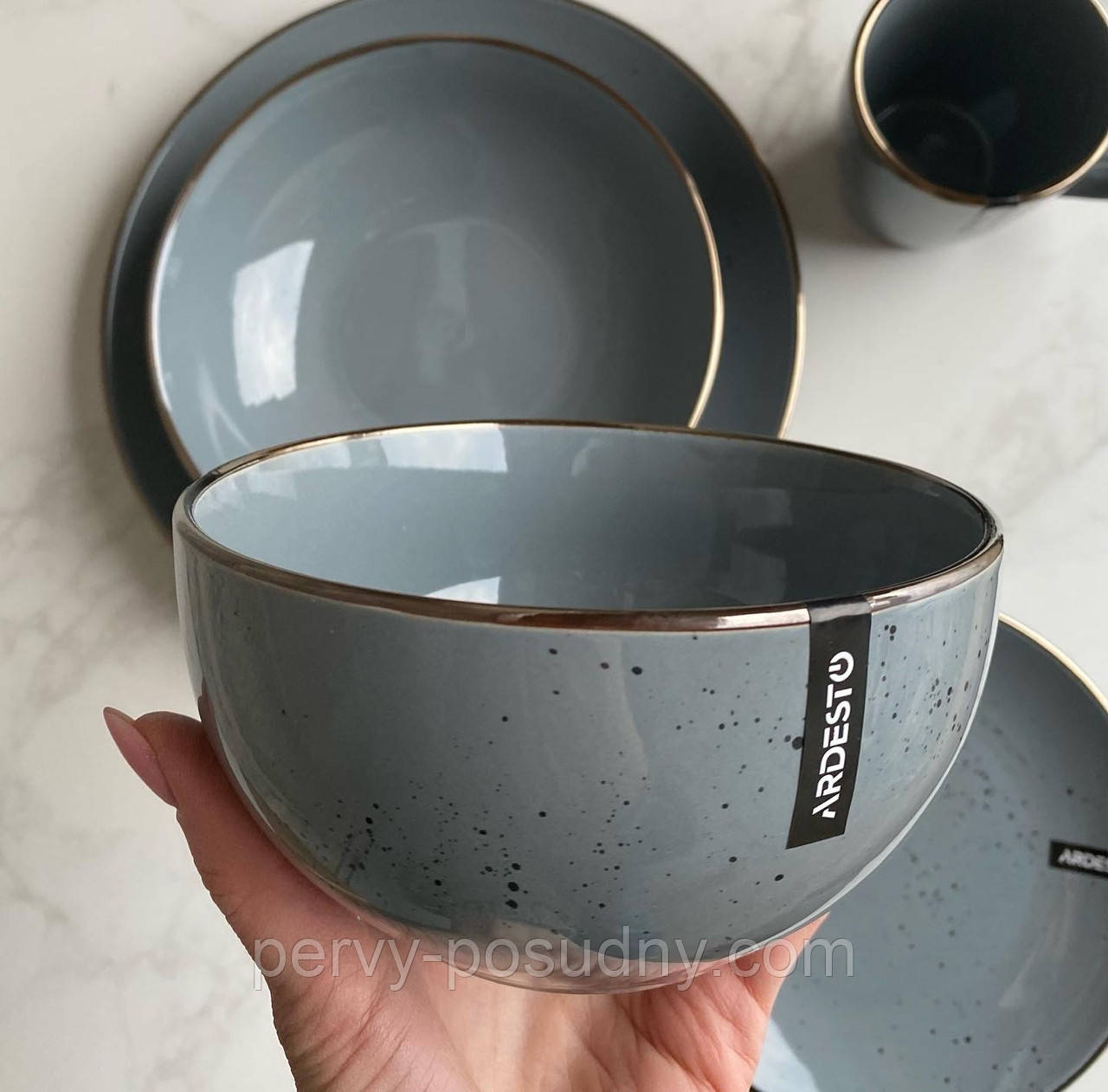 Піала керамічна сіра Ardesto Grey 14 см AR2914GREY