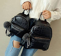 Стильный женский рюкзак с меховым брелком Стильний жіночий рюкзак з хутряним брелоком "Wr"