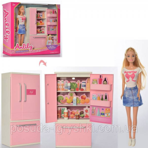 Лялька 99270 29 см, холодильник 27 см, продукти, у кор-ку, 36-32,5-10см, фото 1