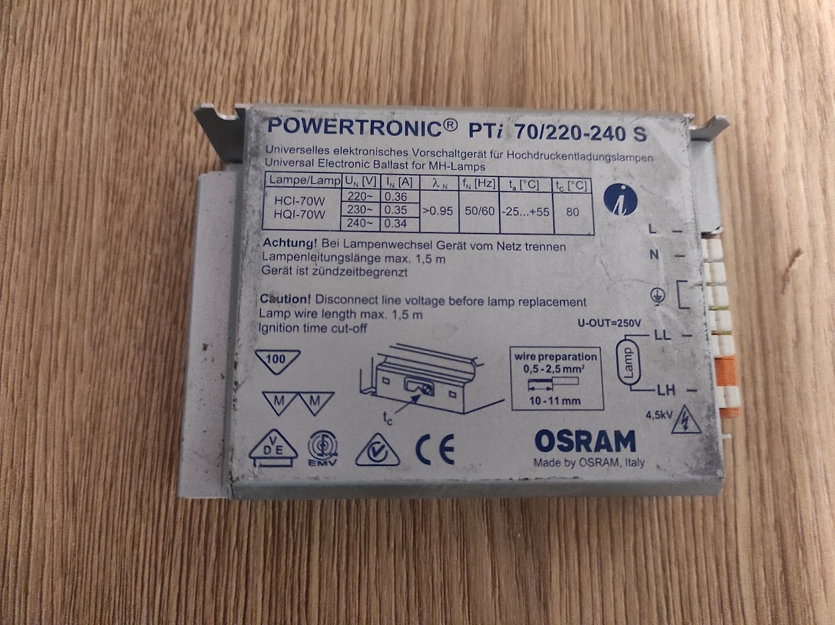 Баласт 70 ватів ЕПРА для ламп МГЛ і Днат 70w OSRAM POWERTRONIC PT-FIT 70/220-240 S (демонтаж), фото 1