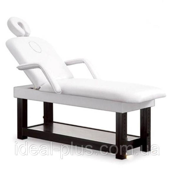 Масажна кушетка регульована по висоті Стаціонарний дерев'яний широкий Масажний стіл із підголовником 2215B, фото 1