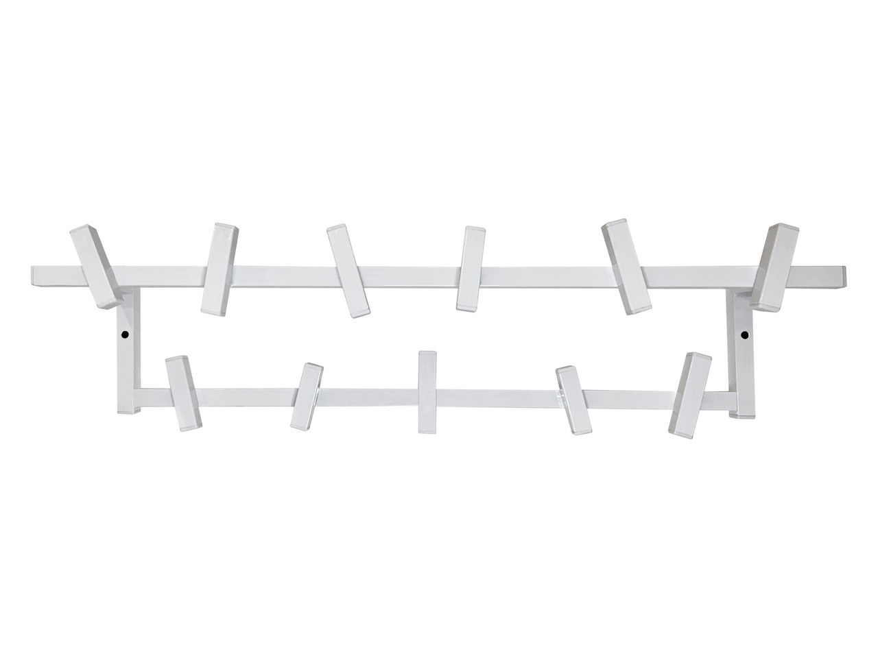 Вішалка металева настінна для передпокою ZT-2, 80 см, 11 гачків, білий колір