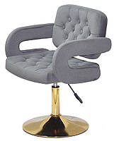Кресло Gor GD-Base с подлокотниками, серый 1004 велюр на золотой круглой опоре