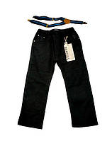 Дитячі штани утеплені для хлопчика на підтяжках 98-116 см чорні