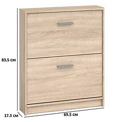 Тумба для взуття з двома секціями 69.5х83.5х17.5см кольору дуб сонома Гербор Непо SFB2K