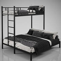 Тримісне двоярусне сімейне ліжко металеве (на 3 місця) зі сходами Фулхем триспальна Тенеро