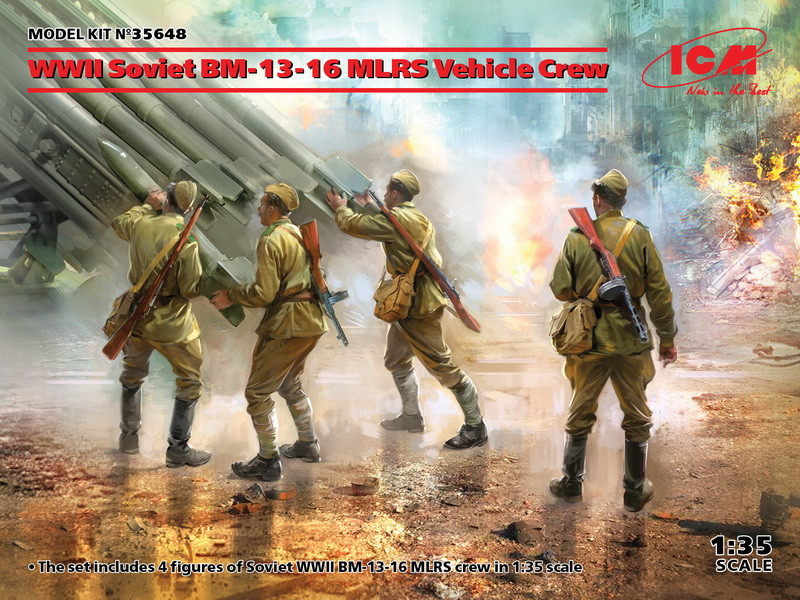 Пластикова модель 1/35 ICM 35648 розрахунок РСЗВ БМ-13-16 (4 фігурки), фото 1