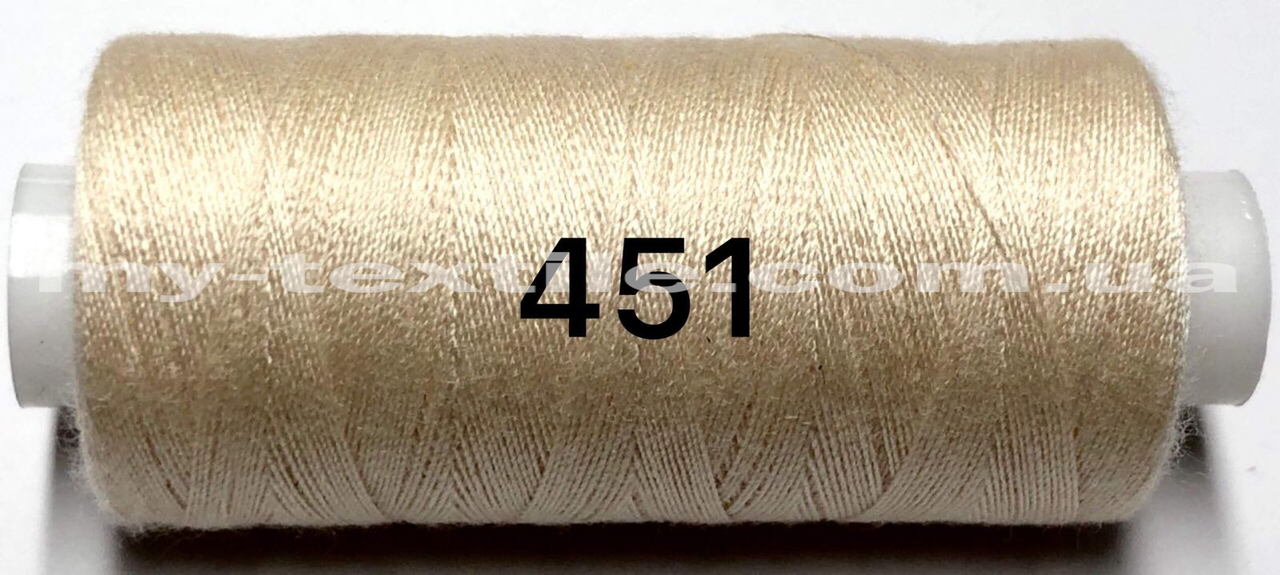 Нитка швейна 40s/2 400 ярдів Kiwi No451 Світло-бежевий, фото 1