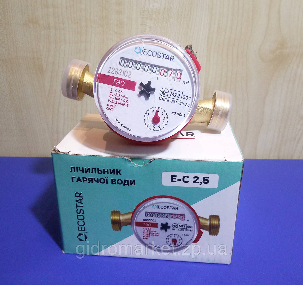 ECOSTAR DN15 1/2" L110 E-C 2,5 Лічильник води 2022 року випуску Гаряча вода / водомір без штуцерів
