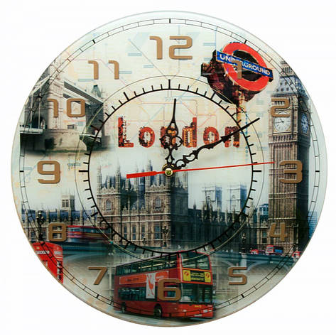 Часы настенные Лондон стекло (d-30 см)(тихий ход), фото 2