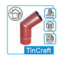 Отвод для водостока кровли матовый покрашенный красный RAL 3005 - Ø 130 мм 45 градусов (толщина 0,4мм)