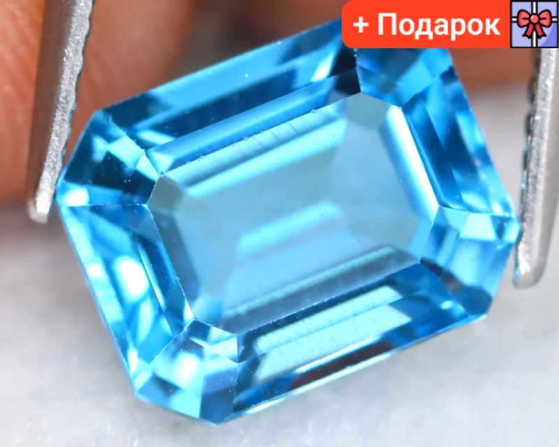 Натуральний топаз Swiss Blue (Свіс Блю) 4.17Ct 10 x 8 x 5.6mm