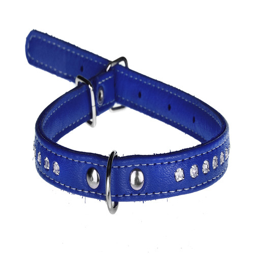 Нашийник 2495 20 мм "Люкс" 1-стор.прикр страз синій, фото 1