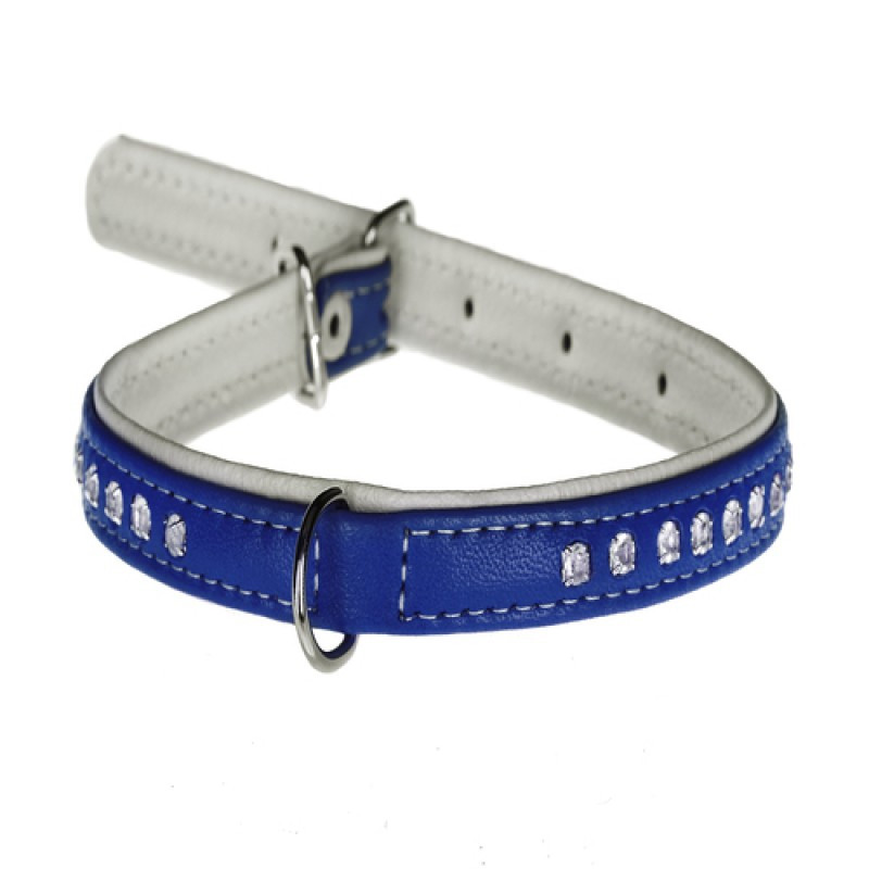 Нашийник 1605 15 мм "Люкс" 2-х стор.прикр  страз синій, фото 1