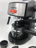 Кофемашина Rainberg Espresso 3,5 Бар з Капучинатором, 2200 Вт, чайник 240мл Чорна