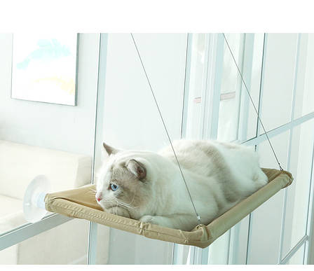 Підвісне віконне ліжко для кота RESTEQ 55х35см. Підвісний гамак для кота. Лежак віконний для кота. Місце сну для кота, фото 2