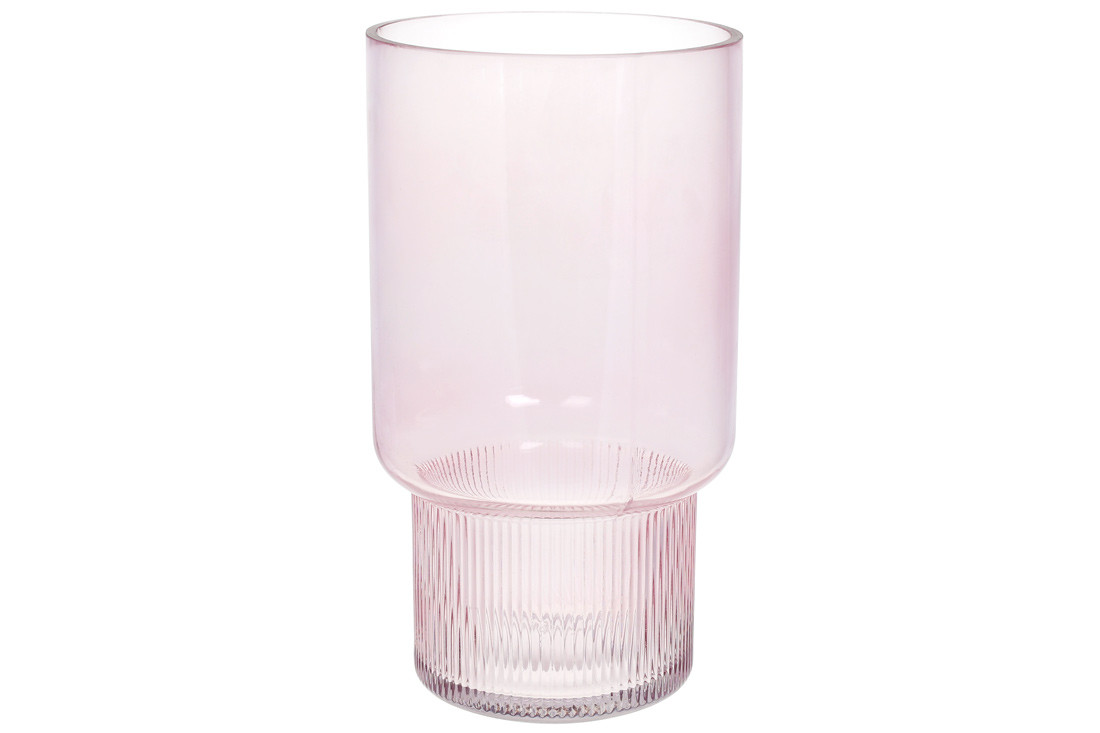 Ваза скляна Фуджі, 25см, колір - світло-рожевий ТОВАР ВІД ВИРОБНИКА