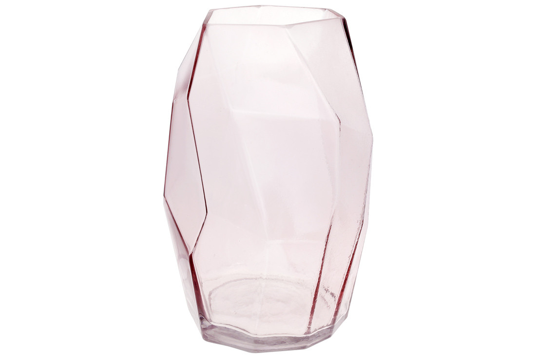 Ваза скляна Айсберг, 28см, колір - рожевий ТОВАР ВІД ВИРОБНИКА