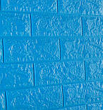 Декоративна 3D панель самоклейка під цеглу Синій 700х770х7мм (003-7), фото 2