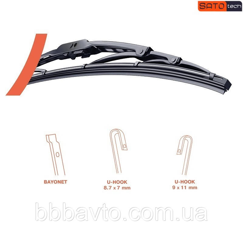 Щітка склоочисника універсальна 475 мм (Пр-во SATO TECH) WF475