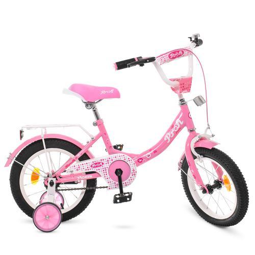 Велосипед дитячий PROF1 Y1411 Princess, 14 дюймів, рожевий