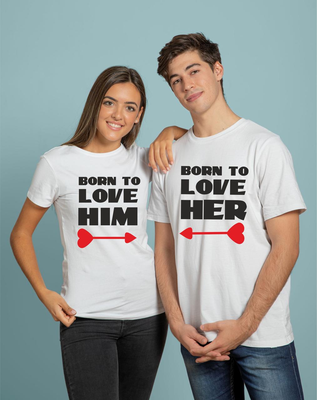 Парні футболки Born to Love для нього і для неї, парні футболки для улюблених на подарунок для пари 14 лютого