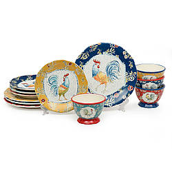 Столовий сервіз з кераміки на 4 персони "Ранок у селі" на 12 предметів з піалами