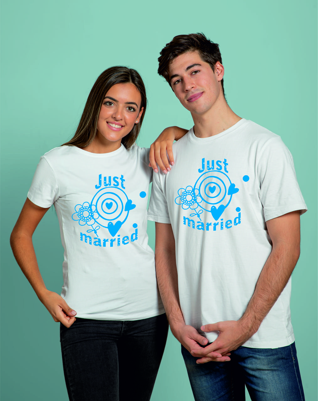 Парні футболки для молодят Just Married, любовні парні футболки для двох закоханих