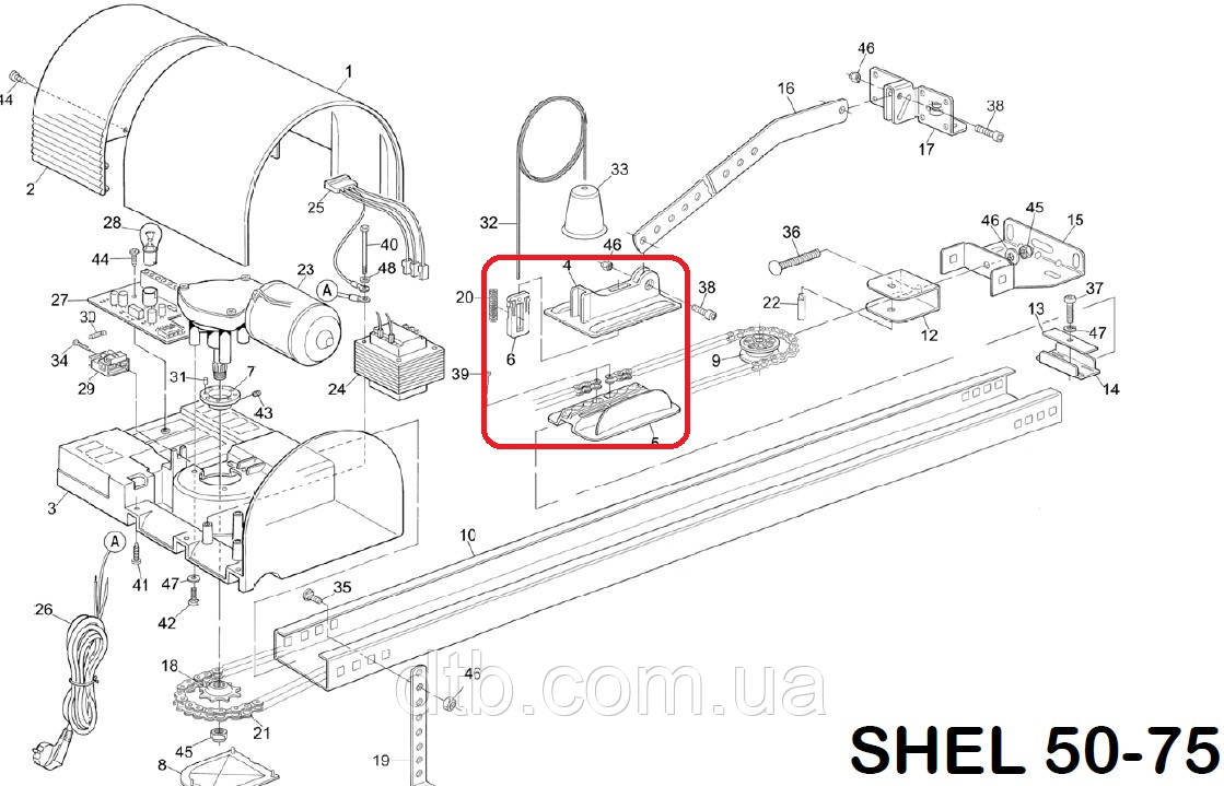 Каретка для привода Nice Shel PRSH01 с устройством разблокировки автоматики ворот роллет секционных - фото 6 - id-p1556883829