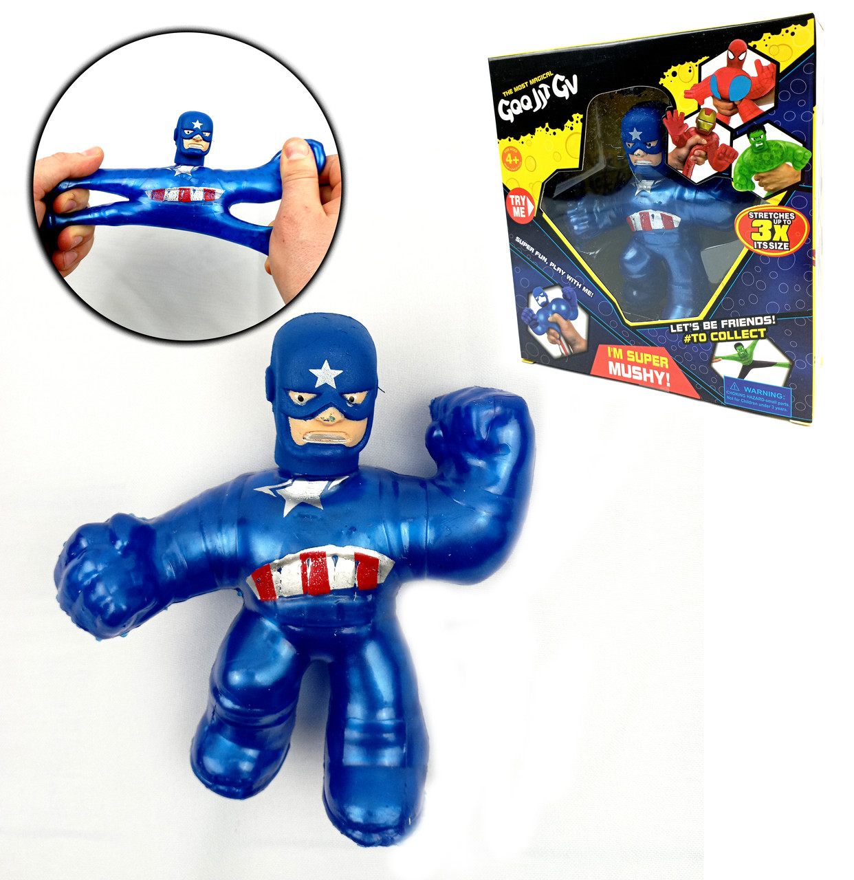 Іграшка-розтяжка 15 см, Фігурка Гуджитсу Капітан Америка MARVEL (Супергерої Марвел). "GooJitCu"