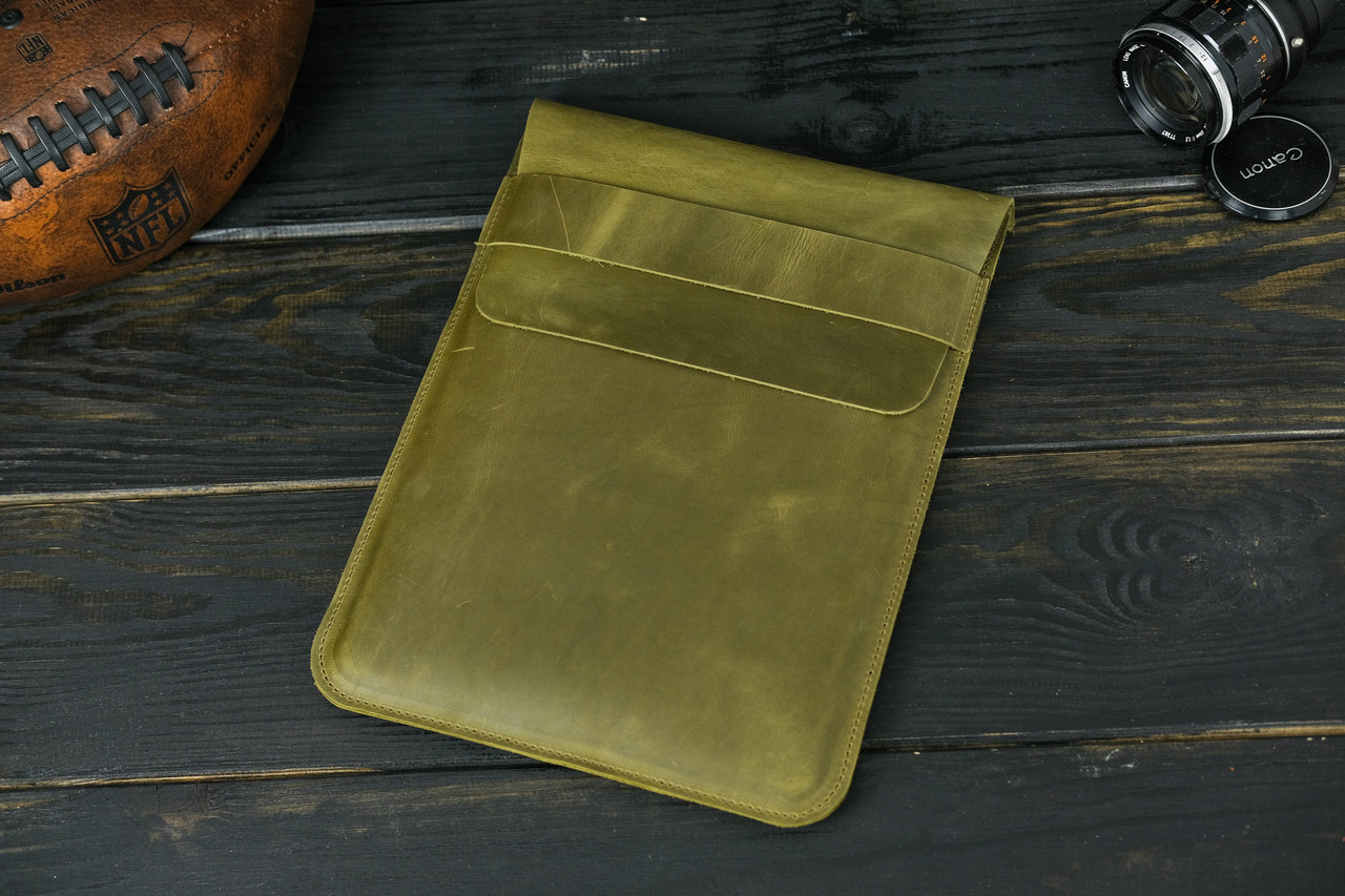 Чохол для MacBook Дизайн №25 з натуральної шкіри колір Оливковий