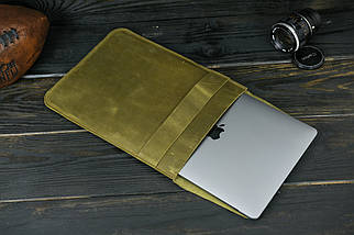 Чохол для MacBook Дизайн №25 з натуральної шкіри колір Оливковий, фото 2