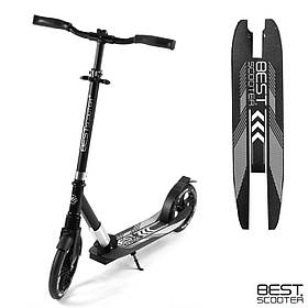 Самокат двоколісний (колеса PU 230 та 215 мм) Best Scooter 41629 Чорний
