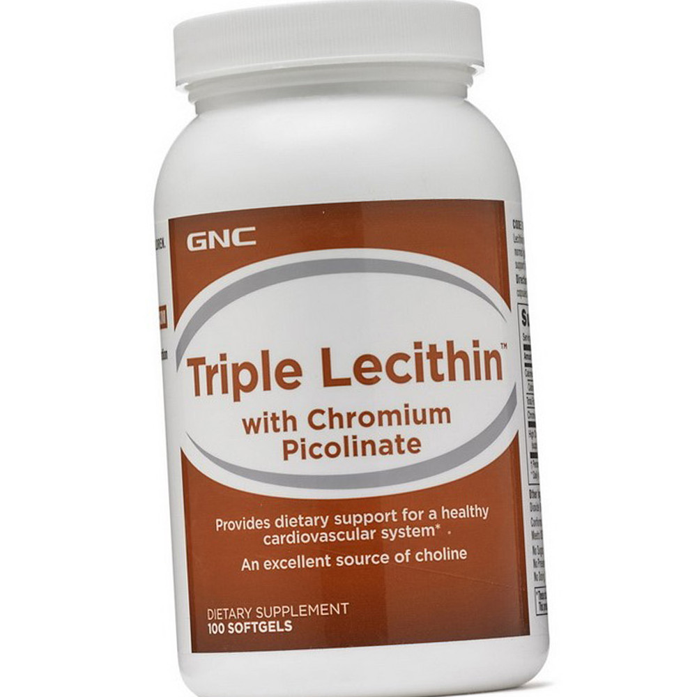 Соєвий лецитин і Холін GNC Triple Lecithin with Cromium Picolinate 100 капсул, фото 1