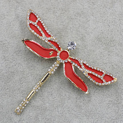 Брошка металева срібляста бабка в стразах покрита кольоровою емаллю розміром 60х50 мм, фото 2