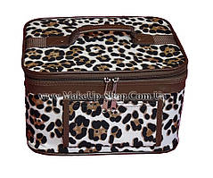 Великий кейс для косметики коричневий леопардовий