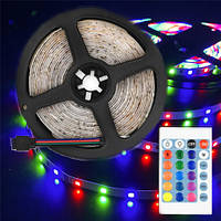 Светодиодная лента Led Strip RGB 5 м 2835 силиконовая с пультом и переходником светодиодное освещение