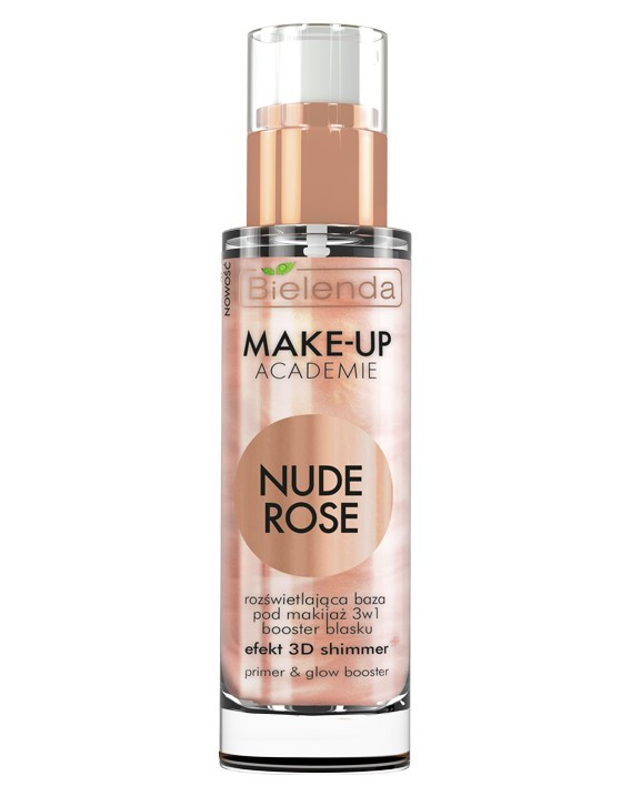 Підсвічує праймер для особи Bіelenda Make-Up Academie Nude Rose3D shimmer Primer & Glow booster