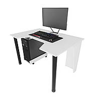 Геймерский игровой стол Gamer-1 столешница ЛДСП Белый с подставкой для системного блока (Zeus ТМ)