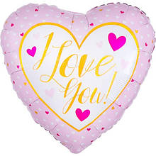 Фольгована кулька серце I Love You рожеве 18" Китай