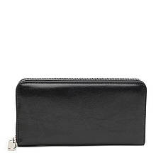 Жіночий шкіряний гаманець на блискавці V1WLT08-black