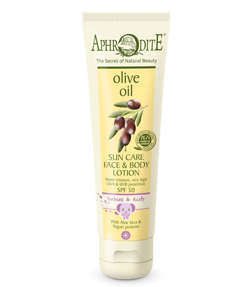 Дитячий сонцезахисний засіб для обличчя та тіла SPF 50 AphrOditE Sun Care Face & Body Lotion SPF 50, фото 1