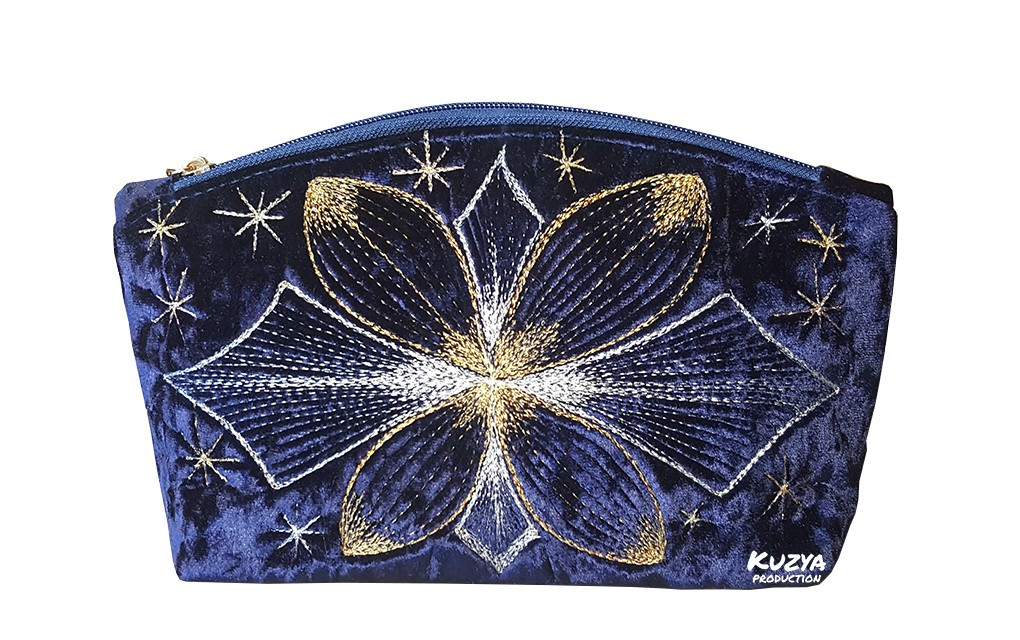 Синій оксамитовий клатч Космос Kuzya Production
